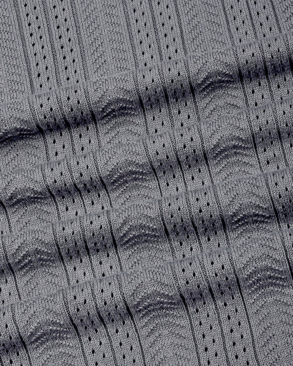 Binasco Gray Knitted Cotton Polo T-Shirt