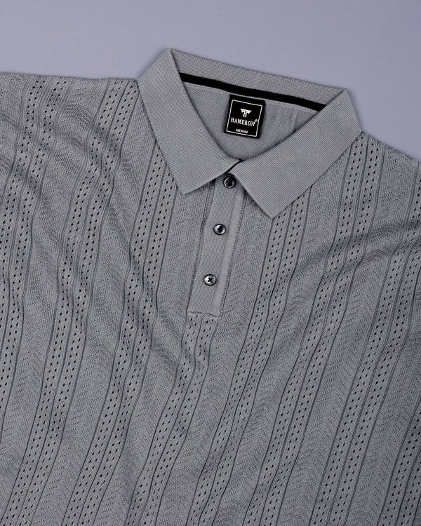 Binasco Gray Knitted Cotton Polo T-Shirt