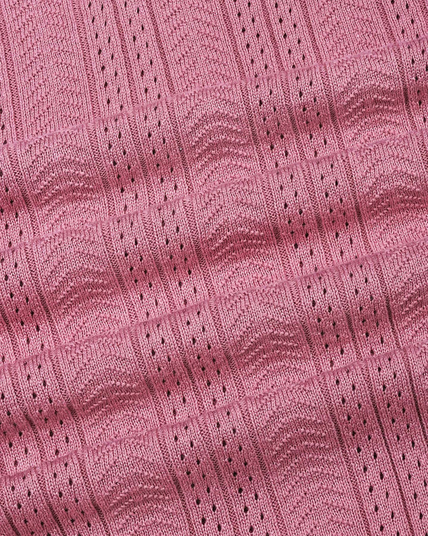 Binasco Onion Pink Knitted Cotton Polo T-Shirt
