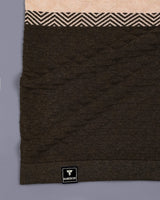 Gray With Cream And Green Knitted Cotton Designer T-Shirt