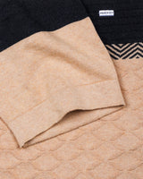 Gray With Cream And Green Knitted Cotton Designer T-Shirt