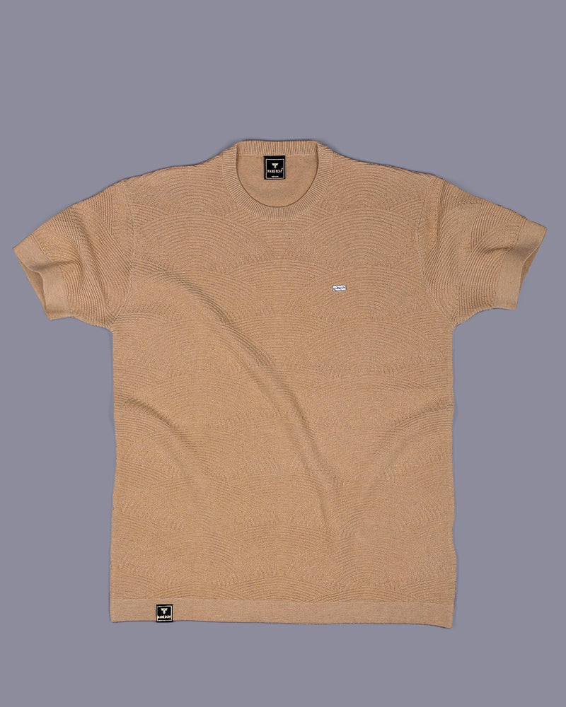 Loreto Clay Cream Knitted Cotton T-Shirt