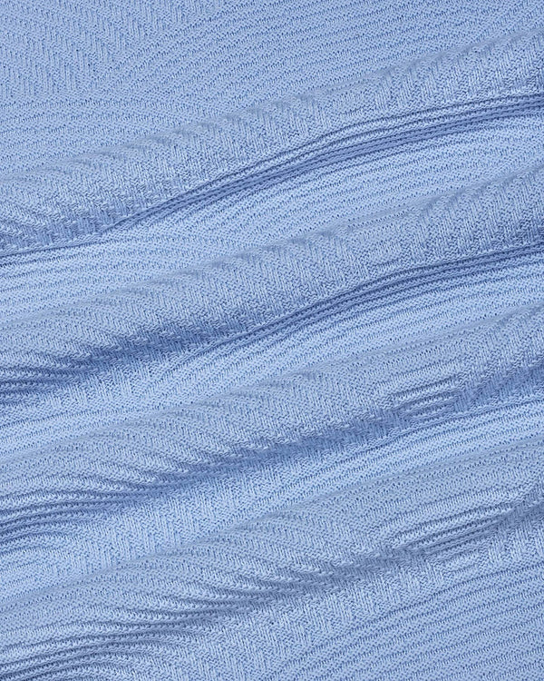 Loreto Ice Blue Knitted Cotton T-Shirt