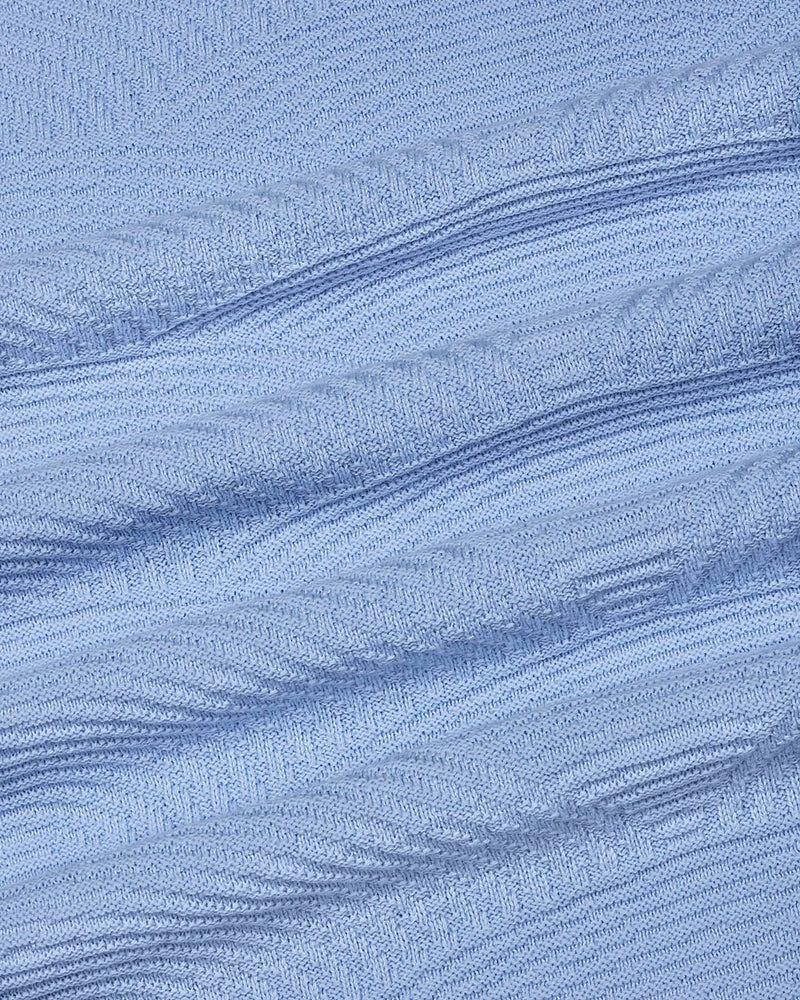 Loreto Ice Blue Knitted Cotton T-Shirt