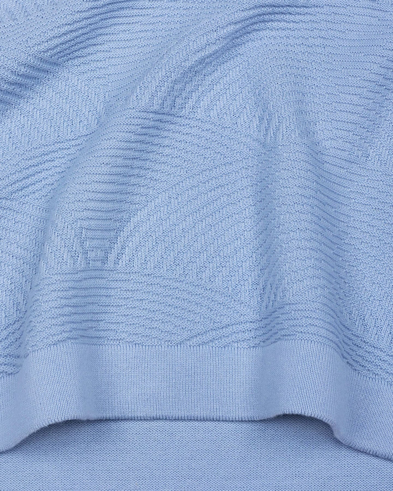 Loreto Ice Blue Knitted Cotton T-Shirt