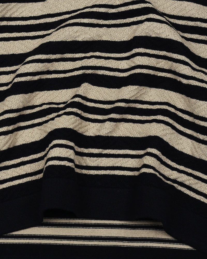 Tuzon Black Stripe Knitted Cotton T-Shirt
