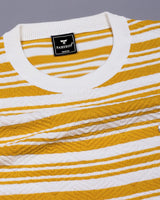 Tuzon Yellow Stripe Knitted Cotton T-Shirt
