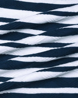 Aura Peacock Blue Stripe Knitted Cotton T-Shirt