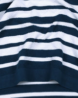 Aura Peacock Blue Stripe Knitted Cotton T-Shirt