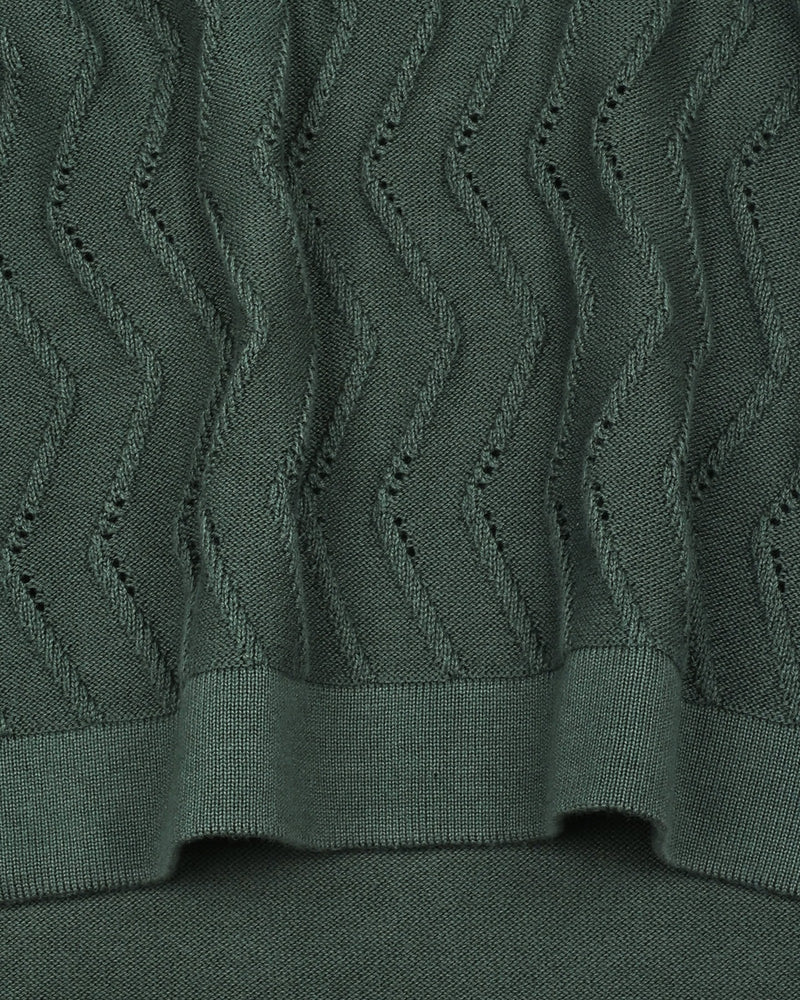 Eclipse Green Knitted Cotton Zipper Polo T-Shirt