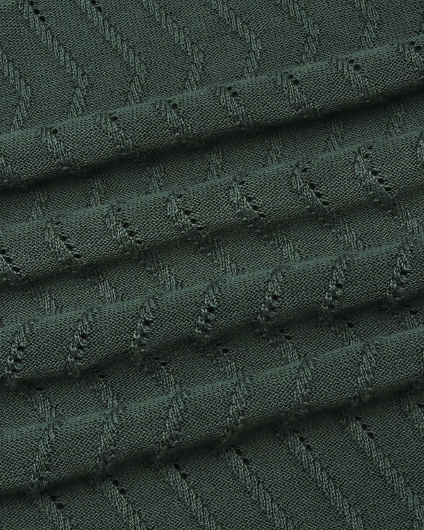 Eclipse Green Knitted Cotton Zipper Polo T-Shirt