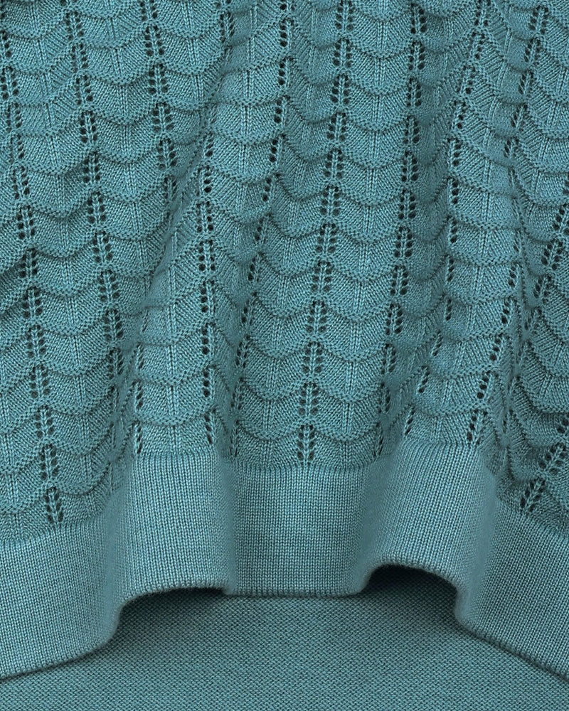 Ozone Teal Green Knitted Cotton Polo T-Shirt