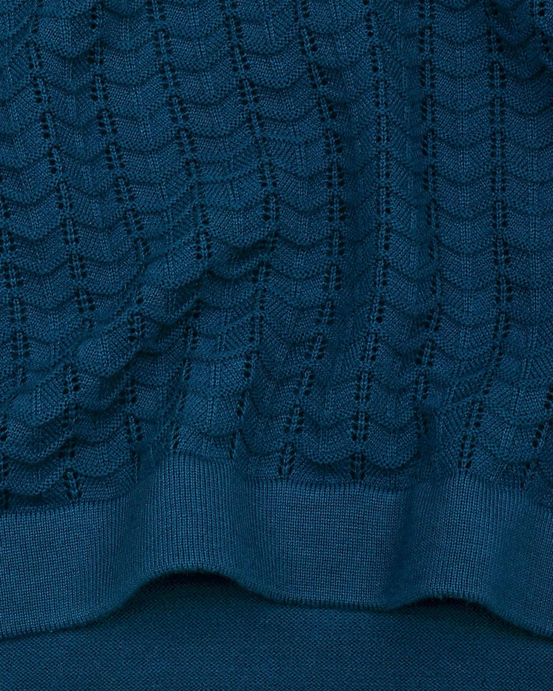Ozone Steel Blue Knitted Cotton Polo T-Shirt