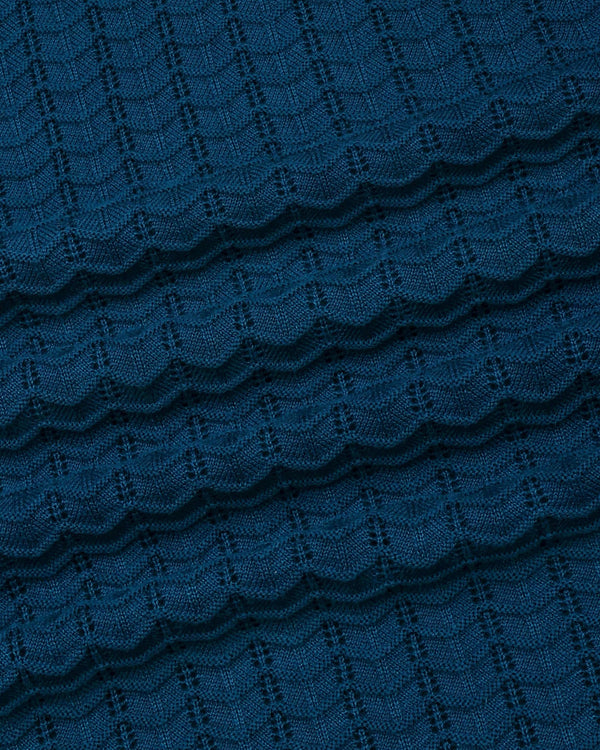 Ozone Steel Blue Knitted Cotton Polo T-Shirt