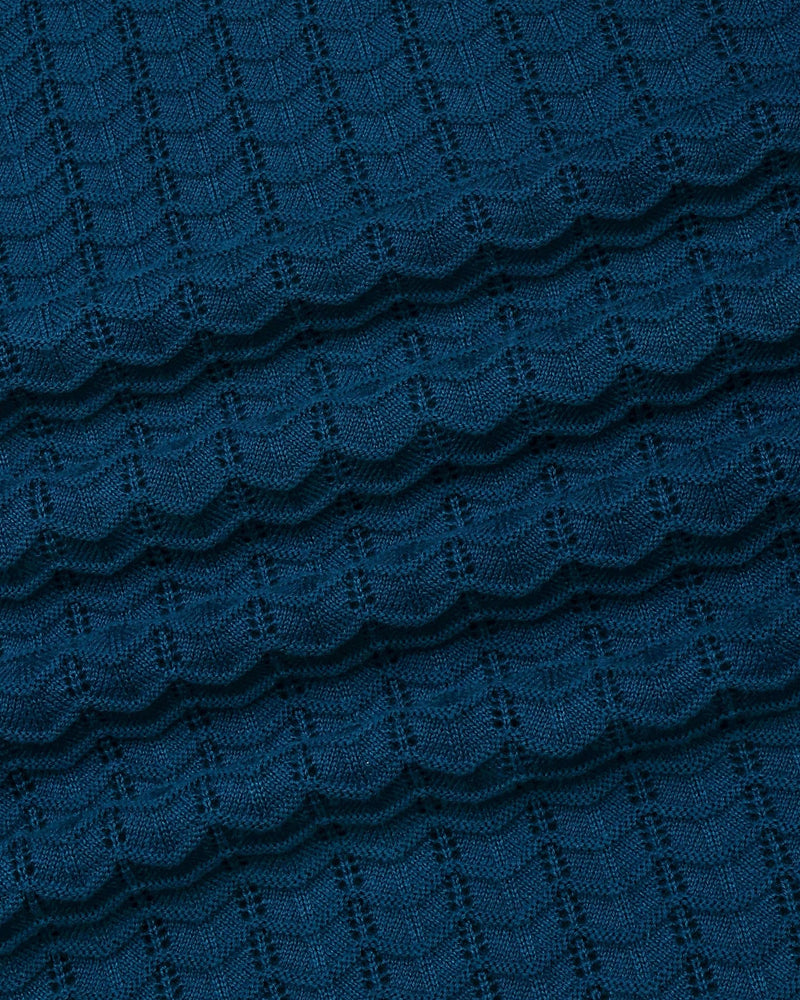 Ozone Steel Blue Knitted Cotton Polo T-Shirt