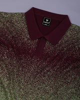 Green Sprinkle With Maroon Knitted Cotton Polo T-Shirt