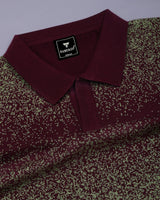 Green Sprinkle With Maroon Knitted Cotton Polo T-Shirt