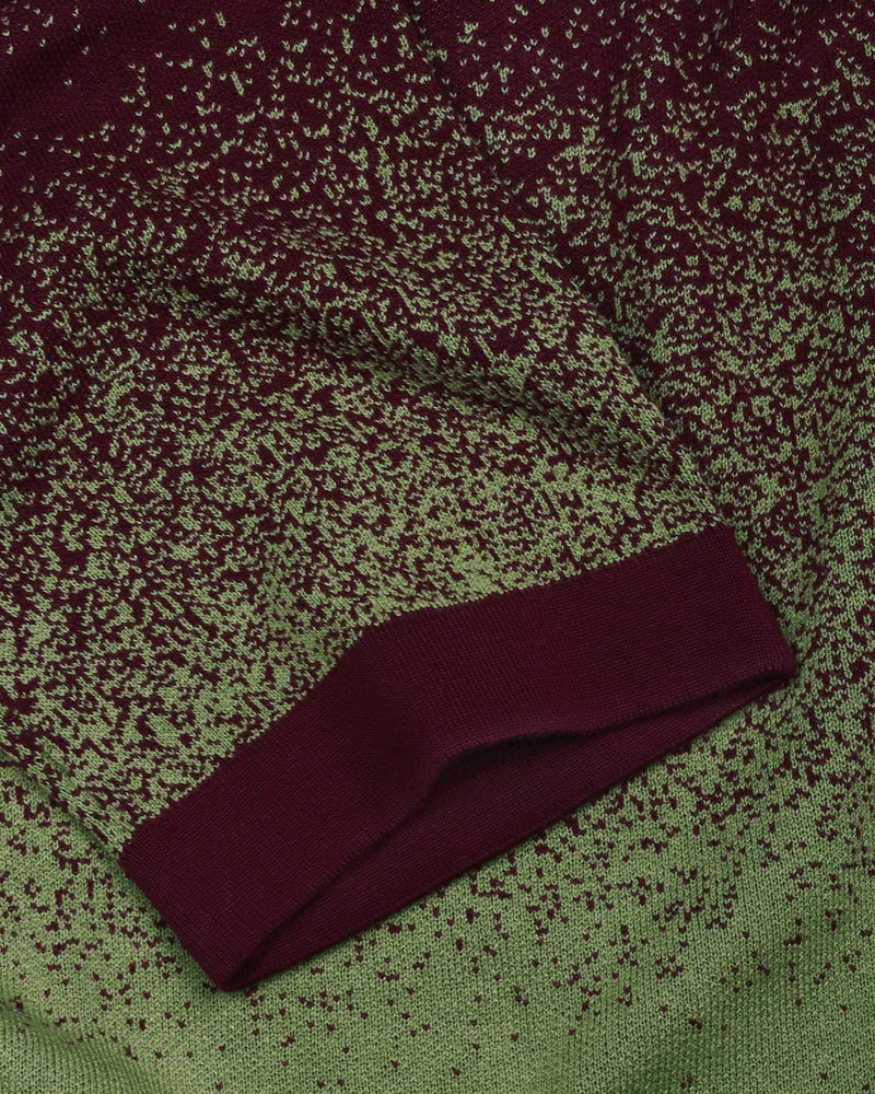 Green Sprinkle With Maroon Knitted Cotton Polo T-Shirt