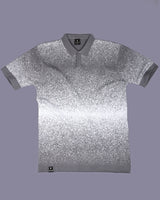 Gray Sprinkle With White Knitted Cotton Polo T-Shirt