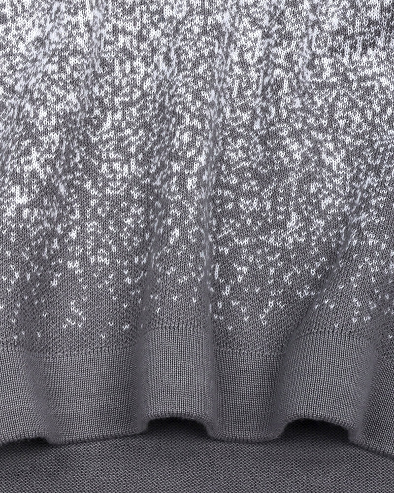 Gray Sprinkle With White Knitted Cotton Polo T-Shirt