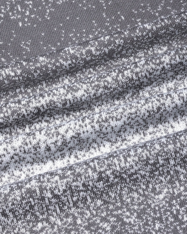 Gray Sprinkle With White Knitted Cotton Polo T-Shirt