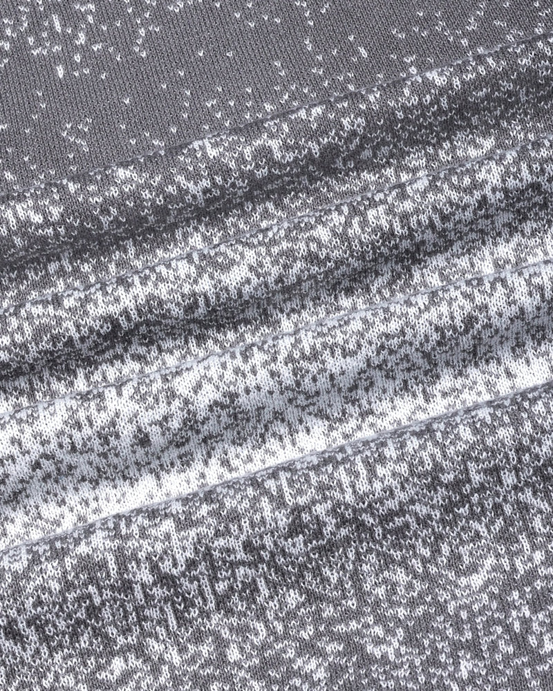 Gray Sprinkle With White Knitted Cotton Polo T-Shirt