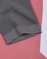 Vision Peach With Gray Knitted Cotton Designer Polo T-Shirt