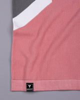 Vision Peach With Gray Knitted Cotton Designer Polo T-Shirt
