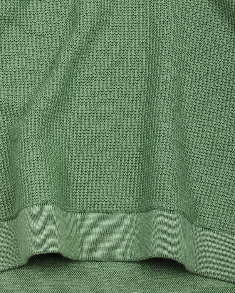 Vision Green With Blue Knitted Cotton Designer Polo T-Shirt