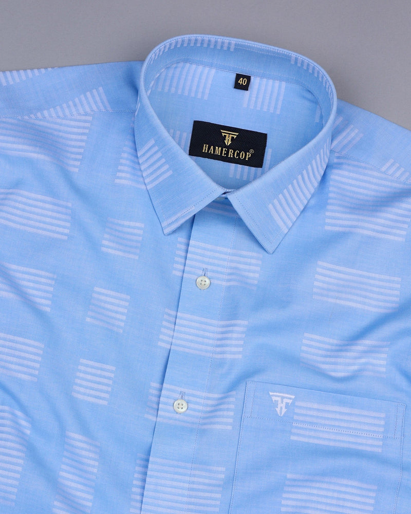 Yovel SkyBlue With Box Pattern Premium Cotton Shirt – hamercopglobal