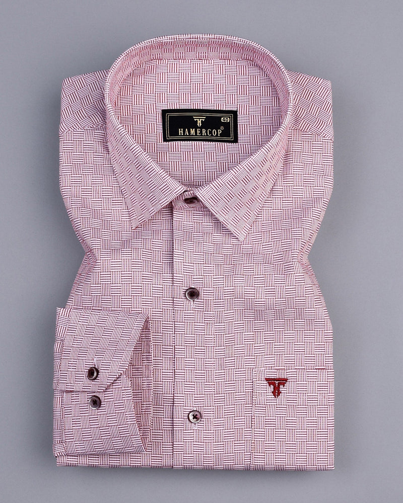 Devon Maroon With White Box Premium Cotton Gizza Shirt