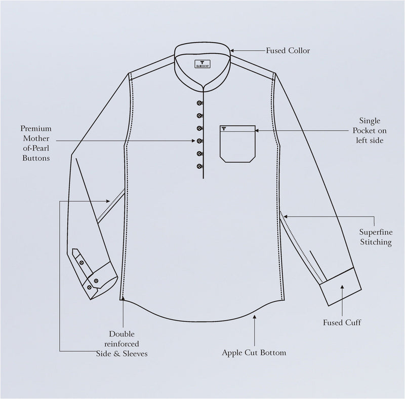 Dexter White With Blue Twill Check Cotton Shirt Style Kurta