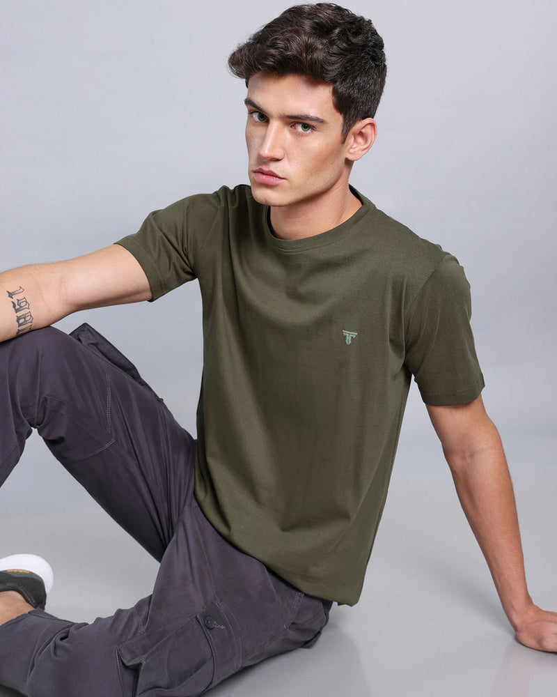 Olive green cotton sales shirt