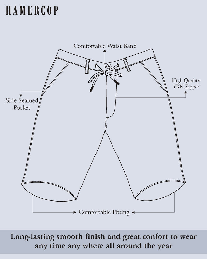 Grayish Off White Stretch Cotton Shorts
