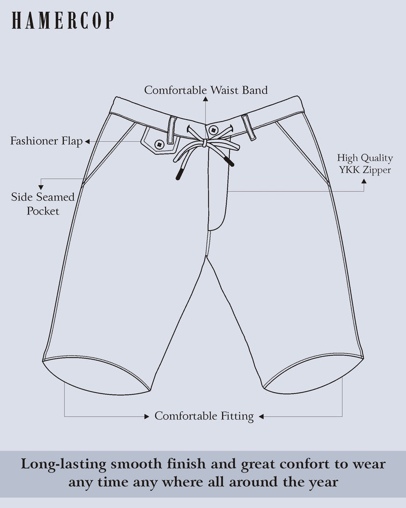 Stylish Grayish Off White Stretch Cotton Shorts